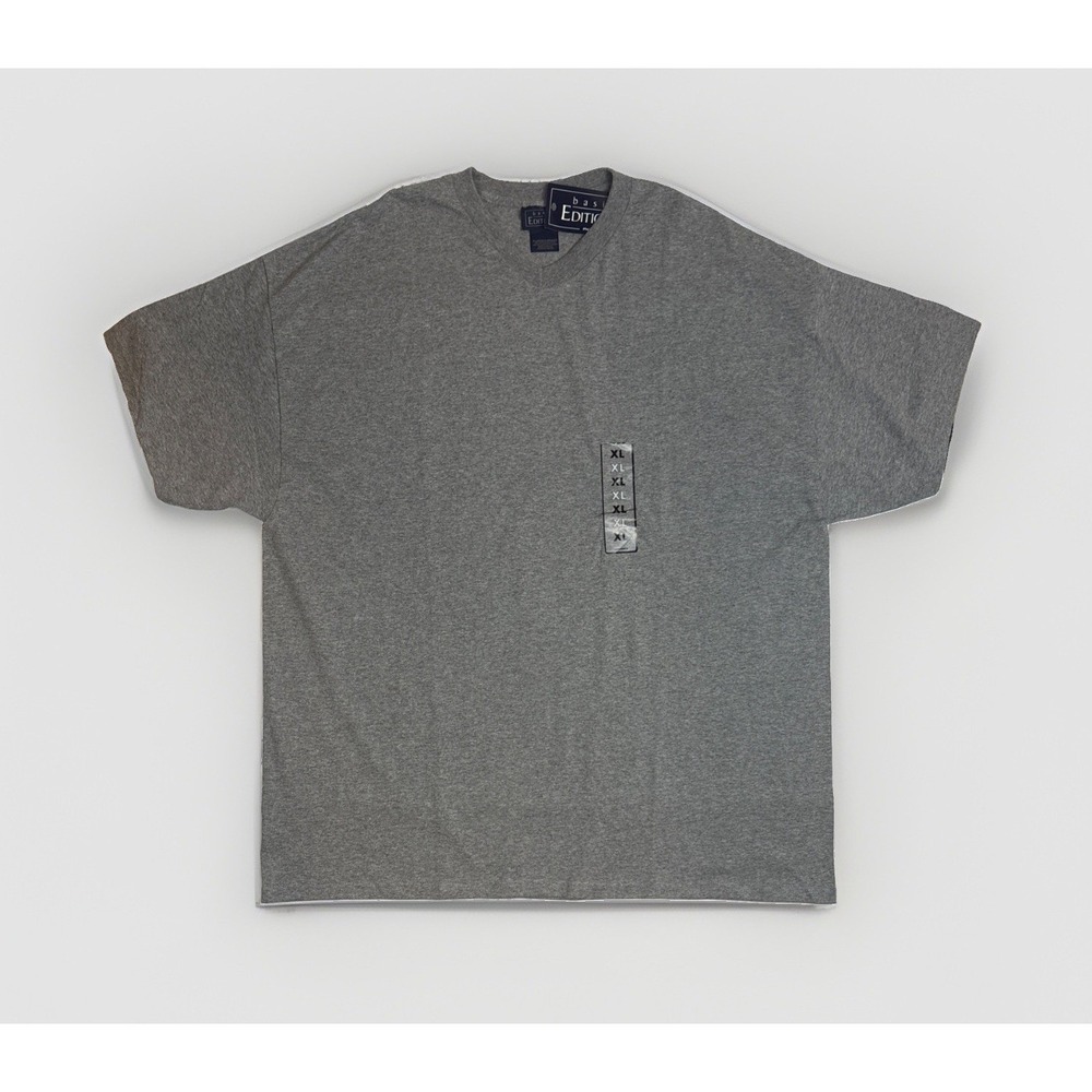 Basic Editions Y2K Men's Cotton Blend T-shirt Grey Short Sleeve Size XL